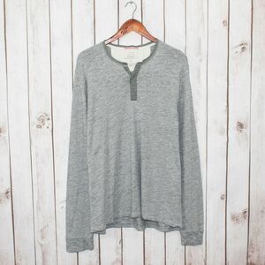 APOLIS Men's Long Sleeve Henley Shirt Heather Gray size XL